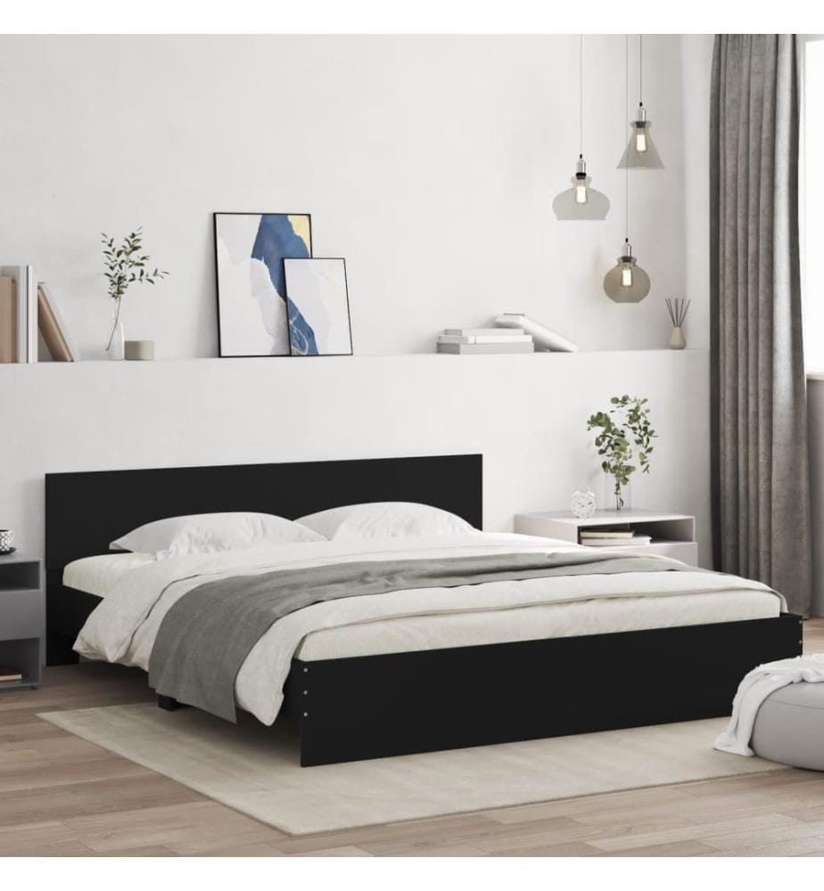 Cadre de lit sans matelas noir 160x200 cm
