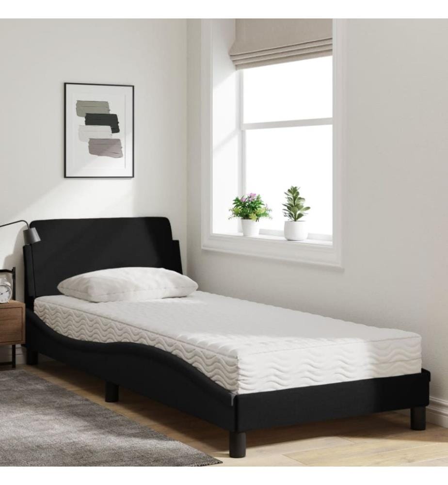 Bett mit Matratze "Dover" Schwarz 80x200 cm Stoff