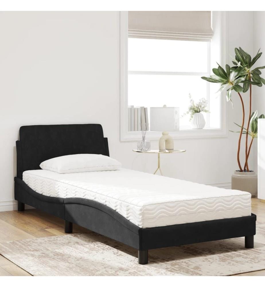 Bett mit Matratze "Dover" Schwarz 90x190 cm Samt