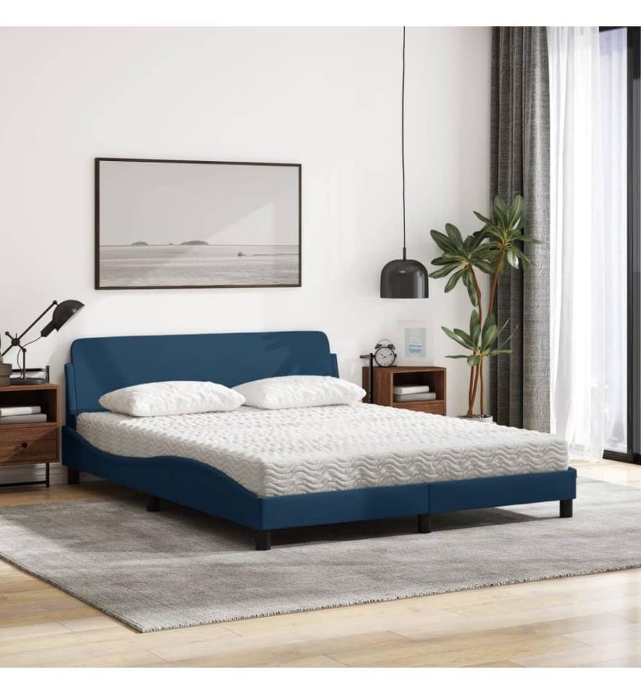 Bett mit Matratze "Dover" Blau 160x200 cm Stoff
