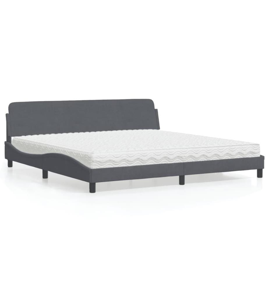 Bett mit Matratze "Dover" Dunkelgrau 200x200 cm Samt