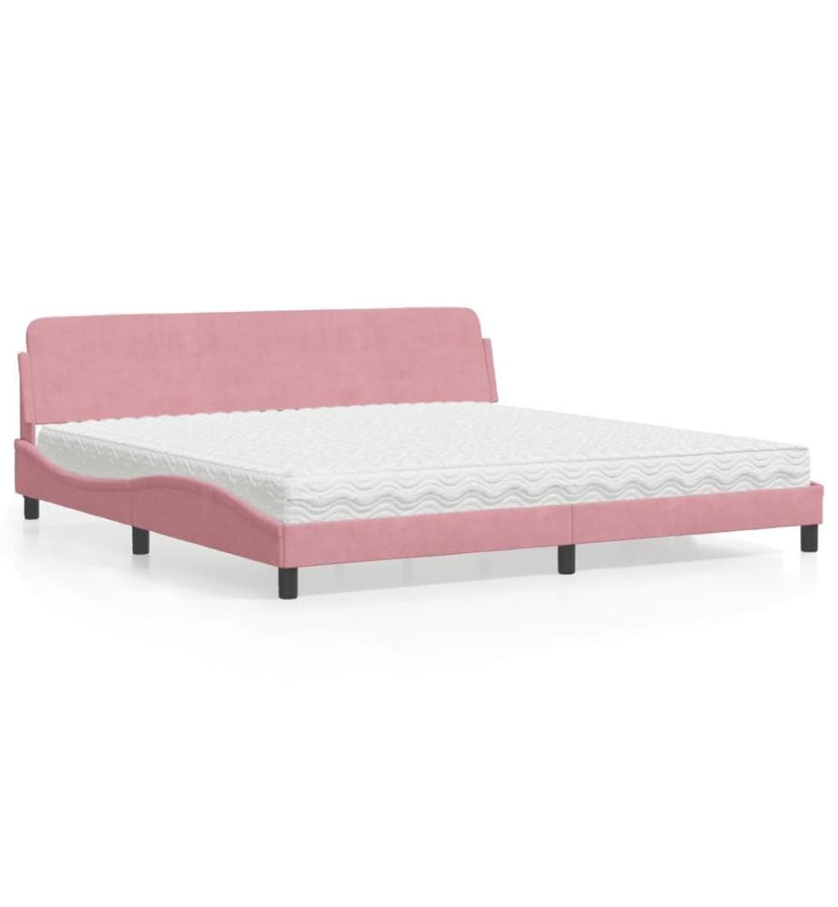 Bett mit Matratze "Dover" Rosa 200x200 cm Samt