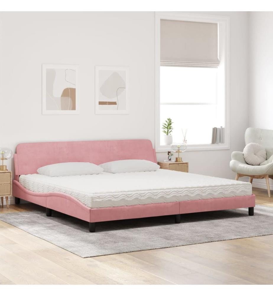 Bett mit Matratze "Dover" Rosa 200x200 cm Samt