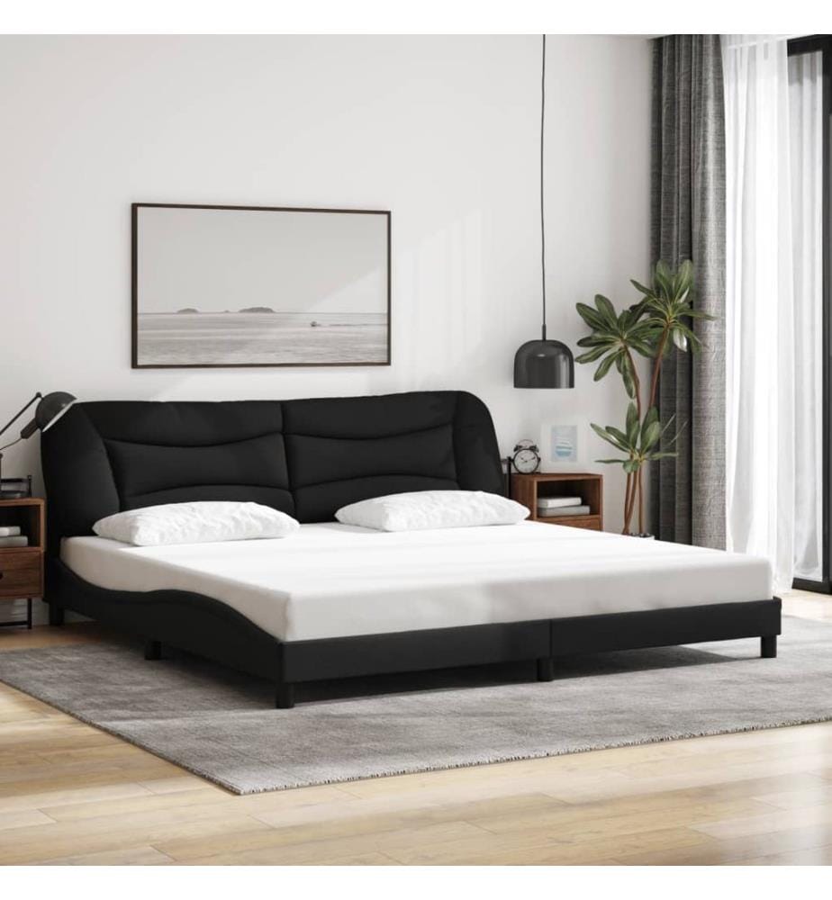 Bettgestell mit LED ohne Matratze "Hvar" Schwarz 200x200 cm Stoff
