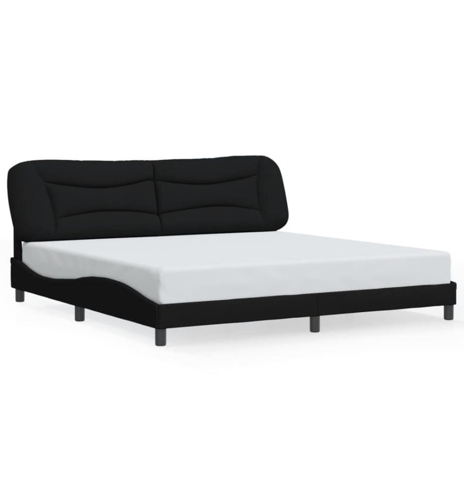 Bettgestell mit LED ohne Matratze "Hvar" Schwarz 200x200 cm Stoff