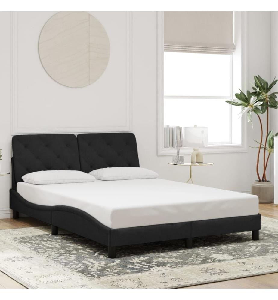 Bettgestell mit LED ohne Matratze Schwarz 140x200 cm Samt