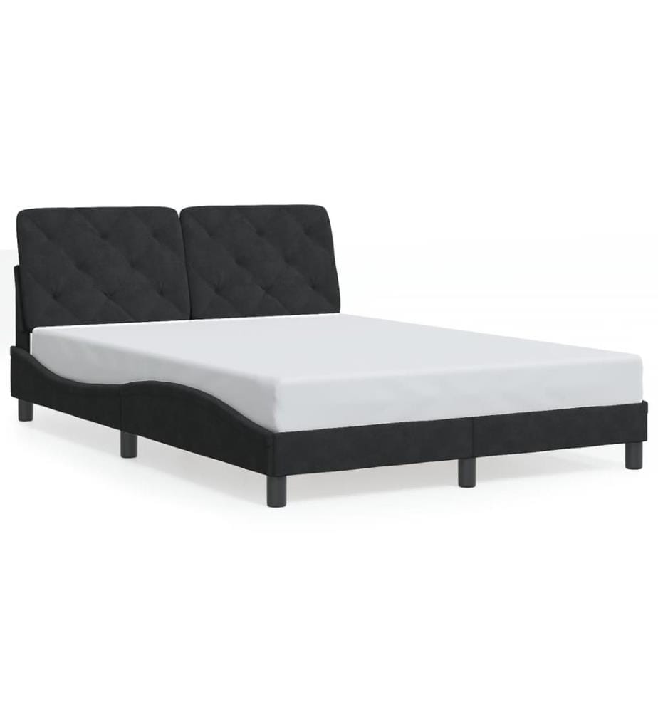 Bettgestell mit LED ohne Matratze Schwarz 140x200 cm Samt