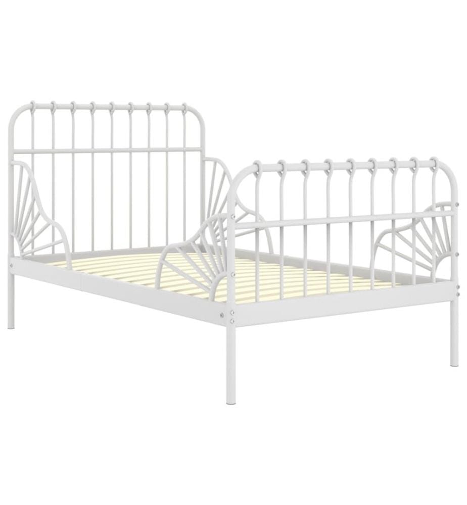 Cadre de lit extensible sans matelas blanc métal 80x130/200 cm