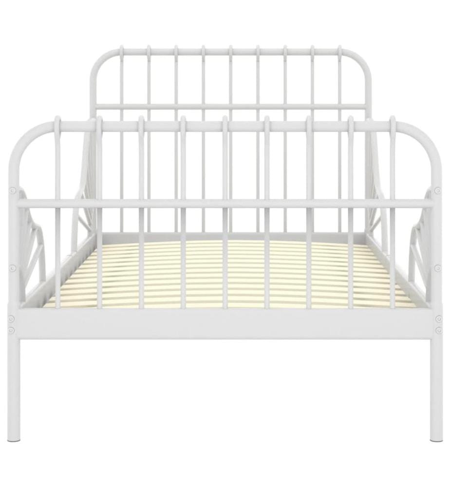 Cadre de lit extensible sans matelas blanc métal 80x130/200 cm