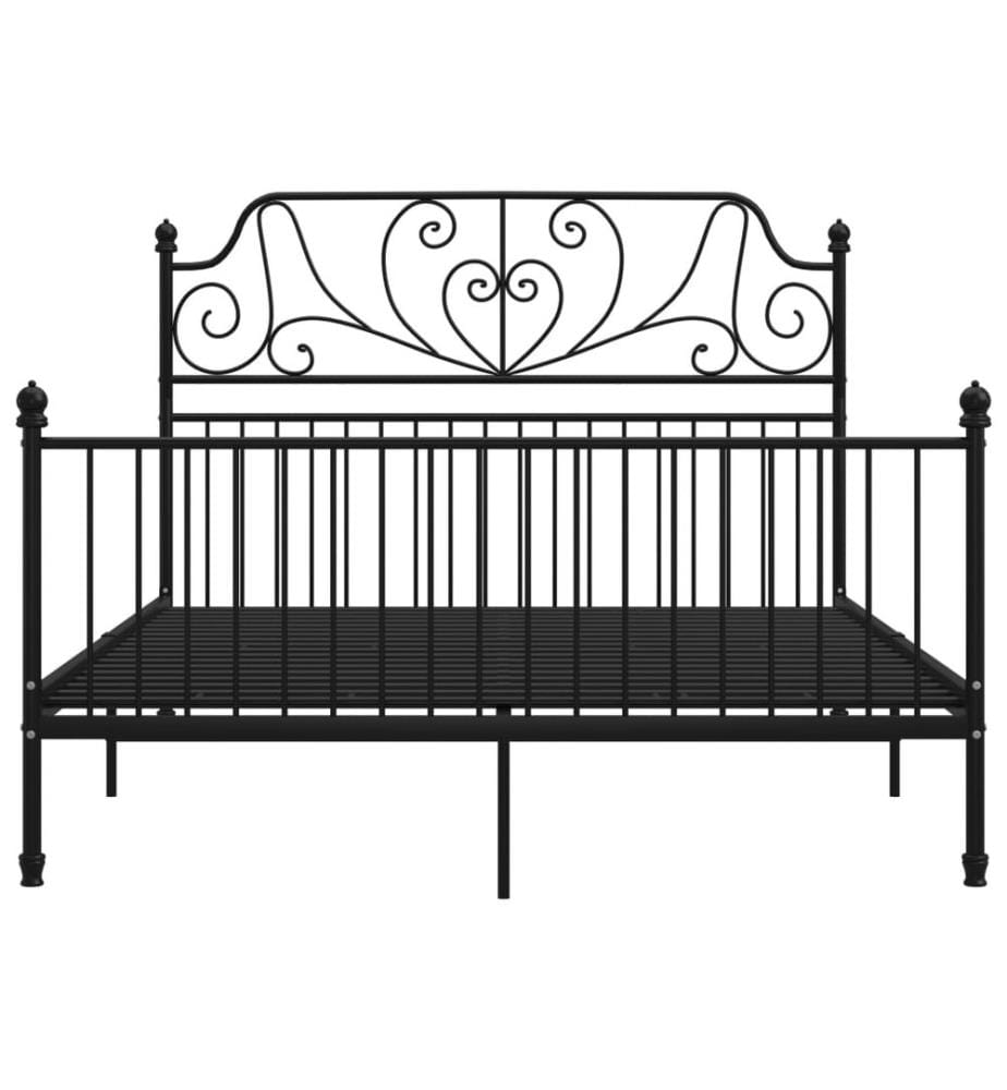 Cadre de lit sans matelas noir métal 160x200 cm