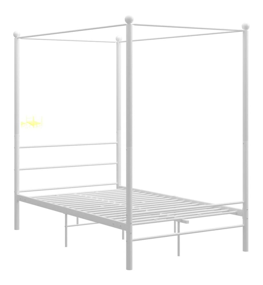 Cadre de lit à baldaquin sans matelas blanc 140x200 cm métal