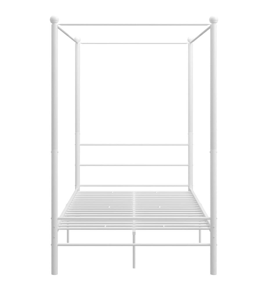Cadre de lit à baldaquin sans matelas blanc 140x200 cm métal