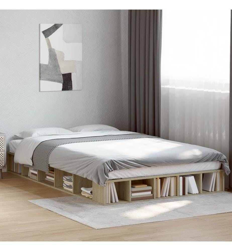 Cadre de lit sans matelas chêne sonoma 120x200 cm