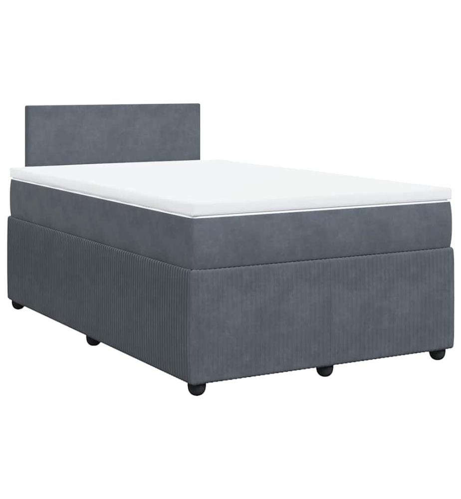 Sommier à lattes de lit et matelas Gris foncé 120x200cm Velours