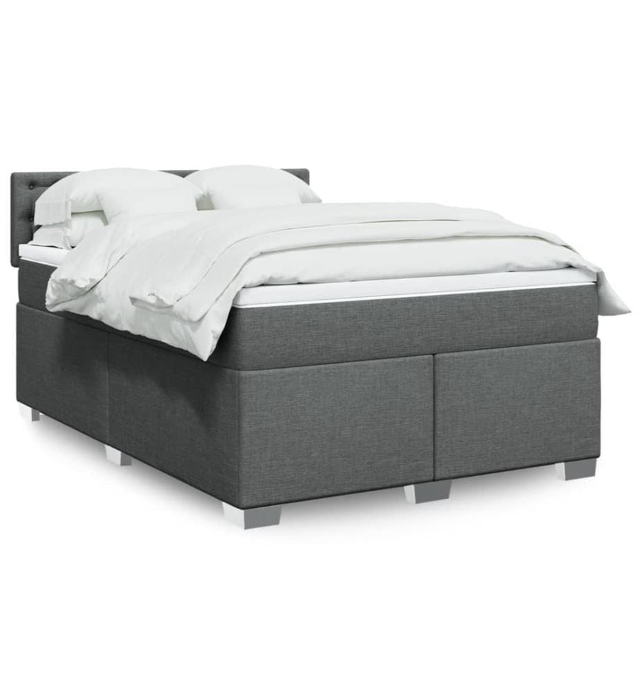 Boxspringbett mit Matratze Dunkelgrau 160x200 cm Stoff