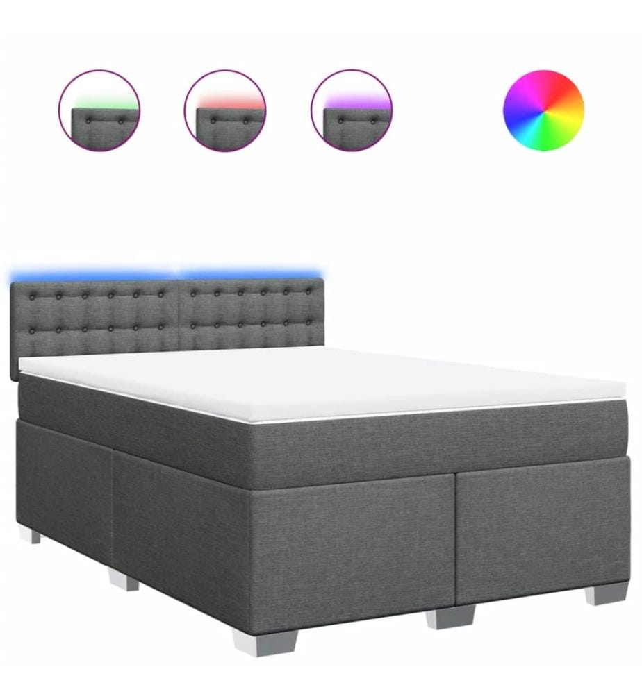 Boxspringbett mit Matratze Dunkelgrau 160x200 cm Stoff