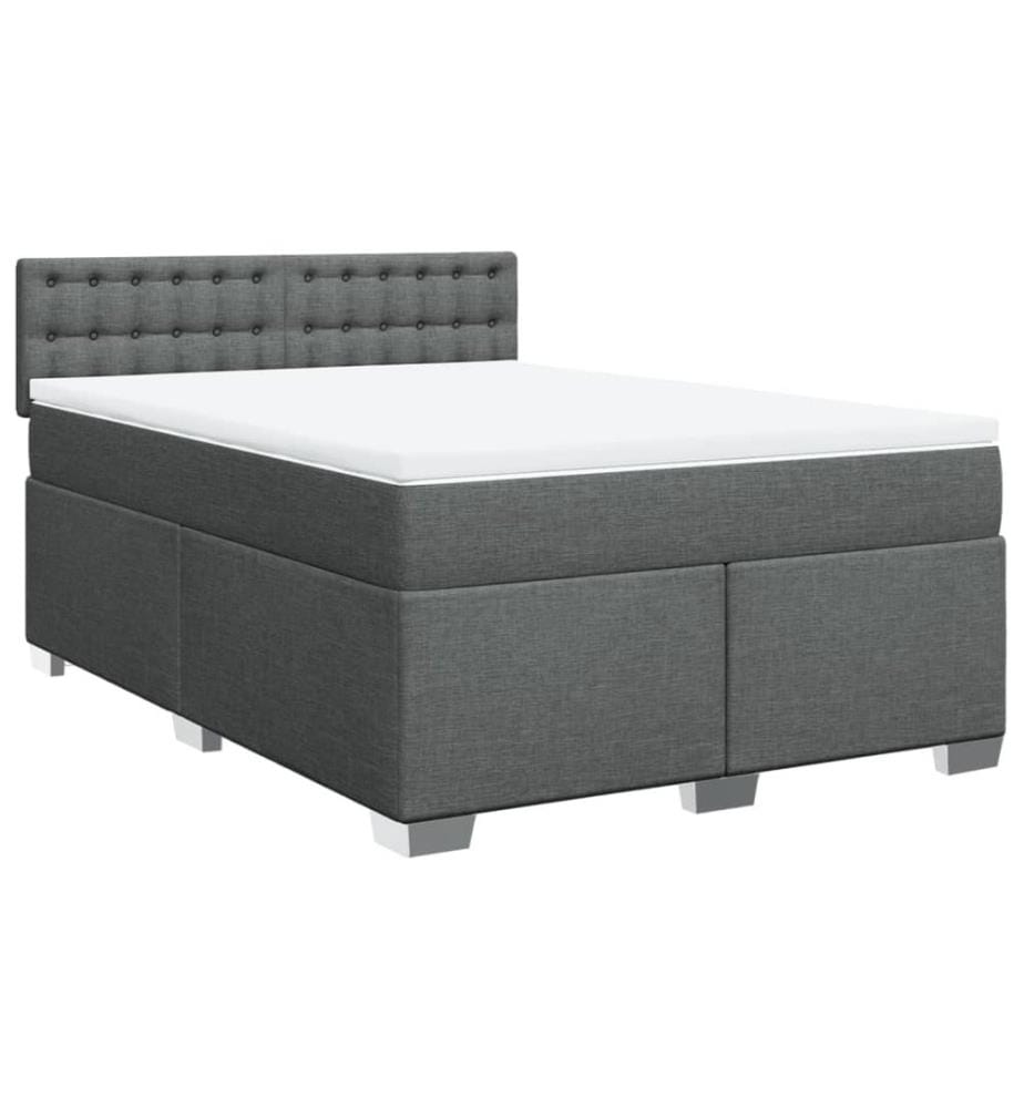 Boxspringbett mit Matratze Dunkelgrau 160x200 cm Stoff
