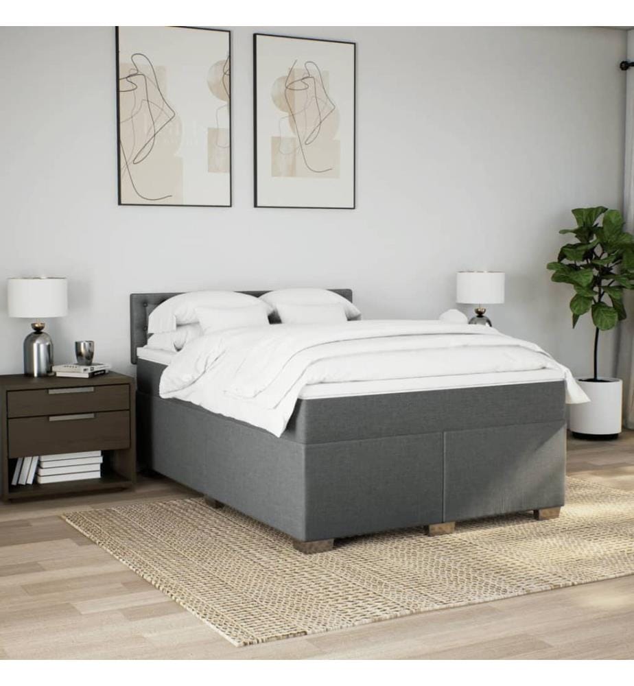 Boxspringbett mit Matratze Dunkelgrau 160x200 cm Stoff