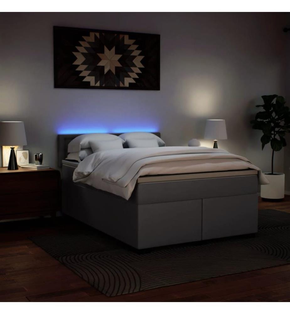 Boxspringbett mit Matratze Grau 140x200 cm Kunstleder