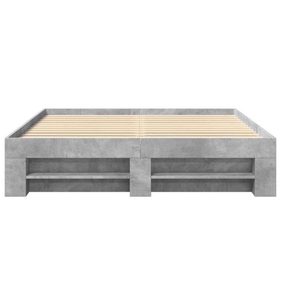 Cadre de lit sans matelas gris béton 160x200 cm bois ingénierie