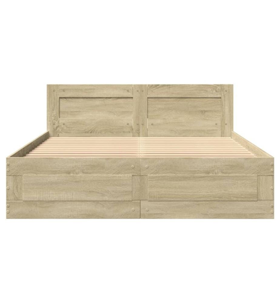 Cadre de lit et tête de lit sans matelas chêne sonoma 120x190cm