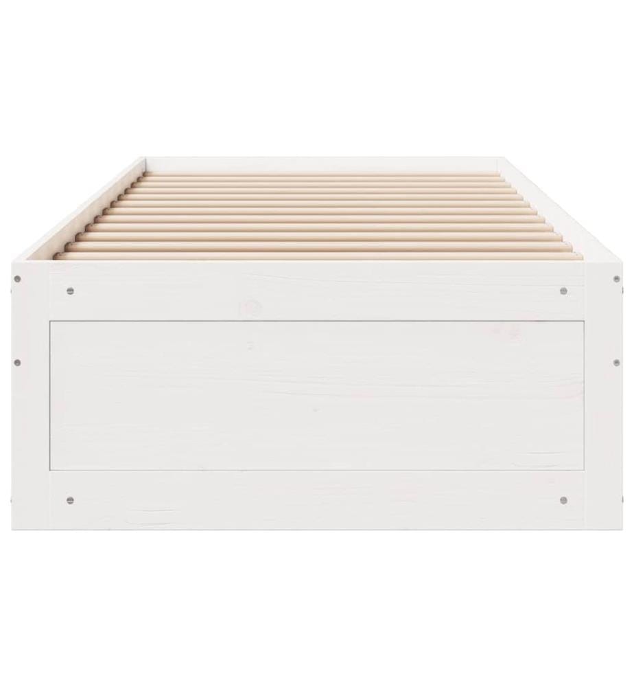Massivholzbett ohne Matratze mit Schubladen Weiss 75x190 cm