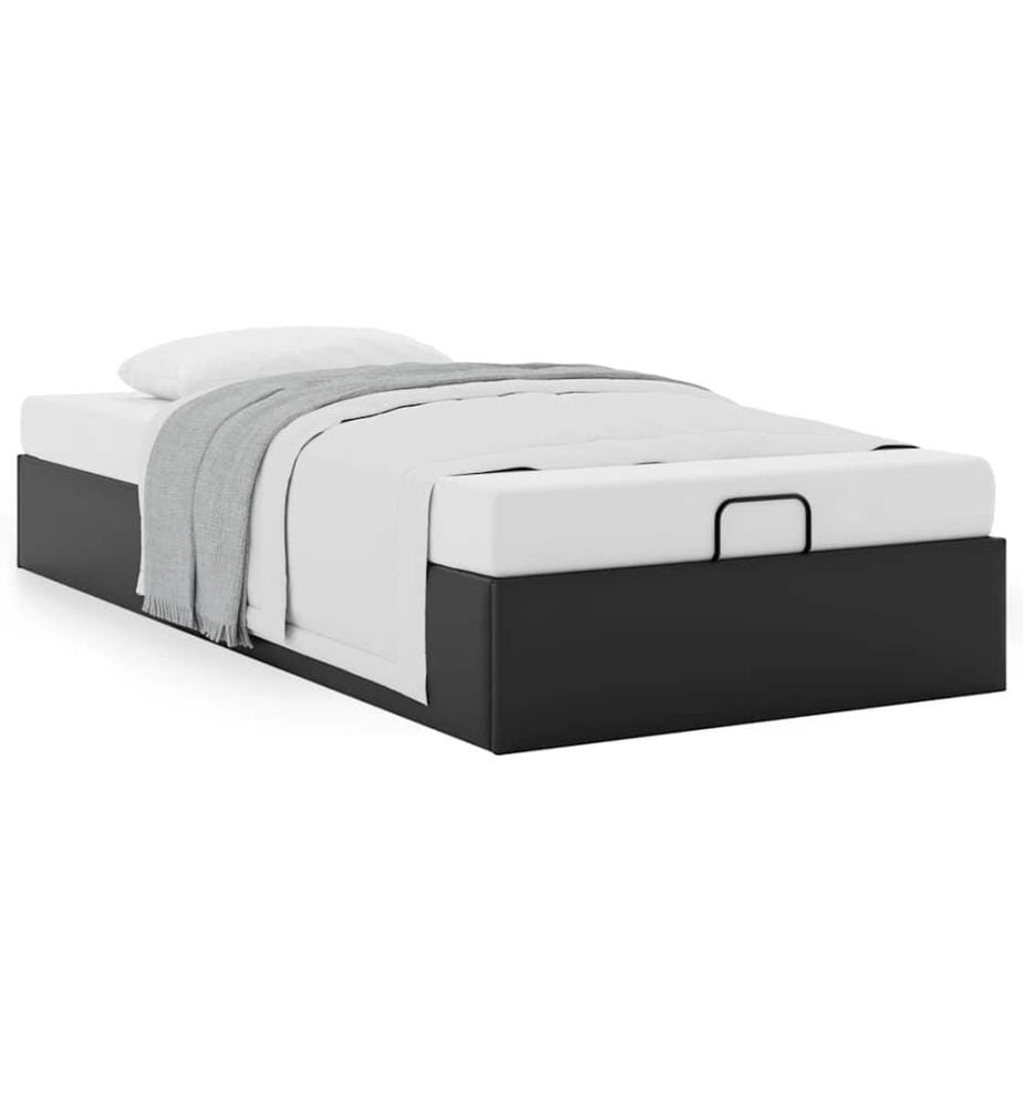Ottoman-Bett ohne Matratze Schwarz 90x200 cm Kunstleder