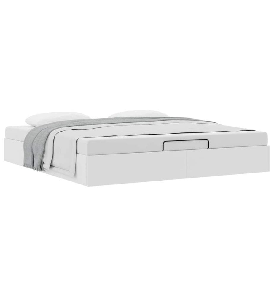 Ottoman-Bett ohne Matratze Weiss 200x200 cm Kunstleder