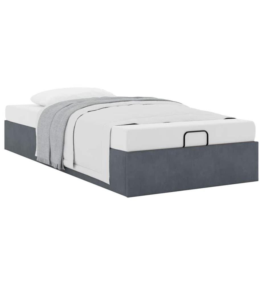 Ottoman-Bett ohne Matratze Dunkelgrau 90x200 cm Samt