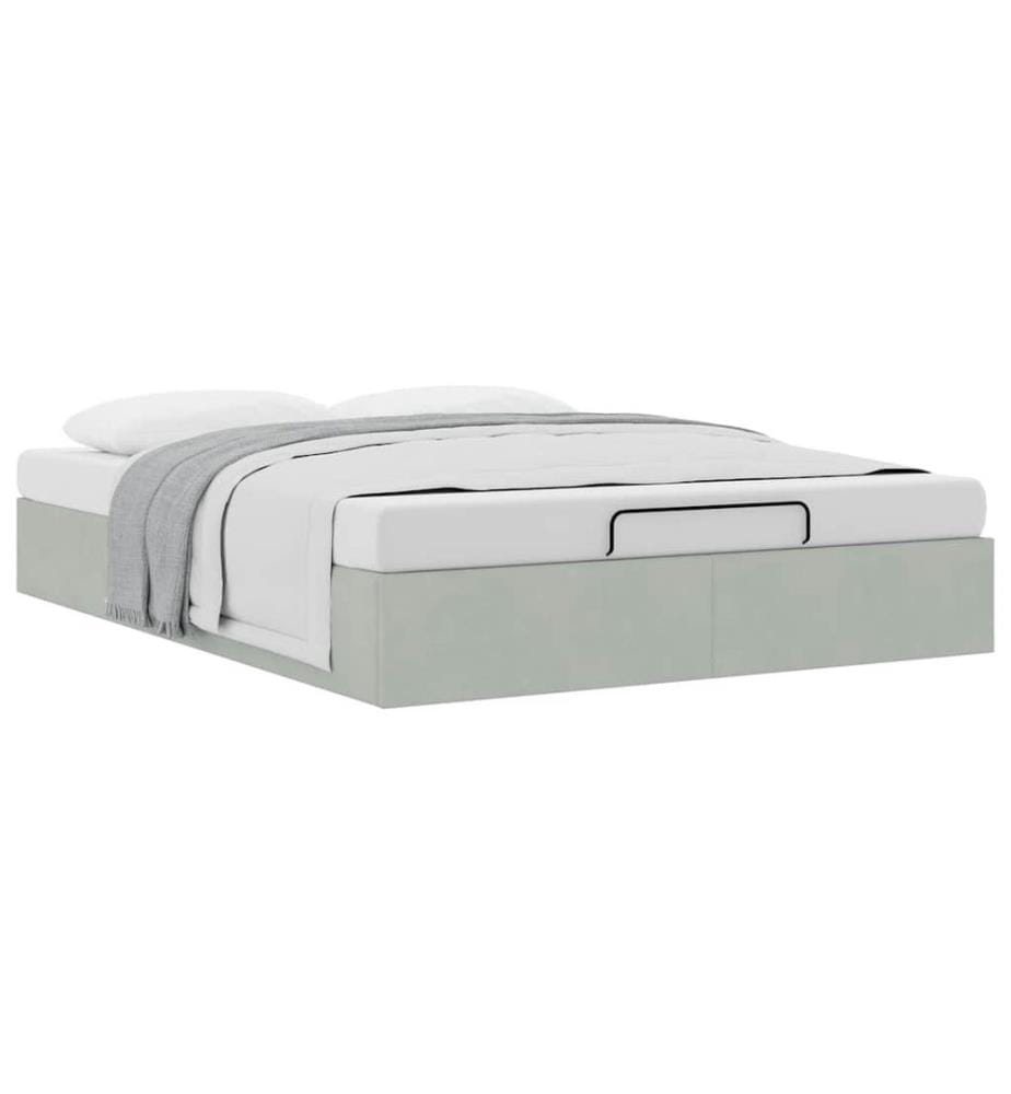 Ottoman-Bett ohne Matratze Hellgrau 140x200 cm Samt