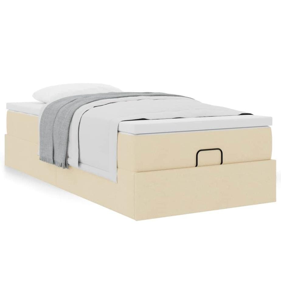 Ottoman-Bett mit Matratze Creme 90x200 cm Stoff