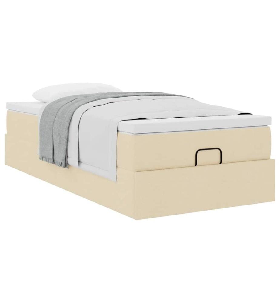 Ottoman-Bett mit Matratze Creme 90x200 cm Stoff