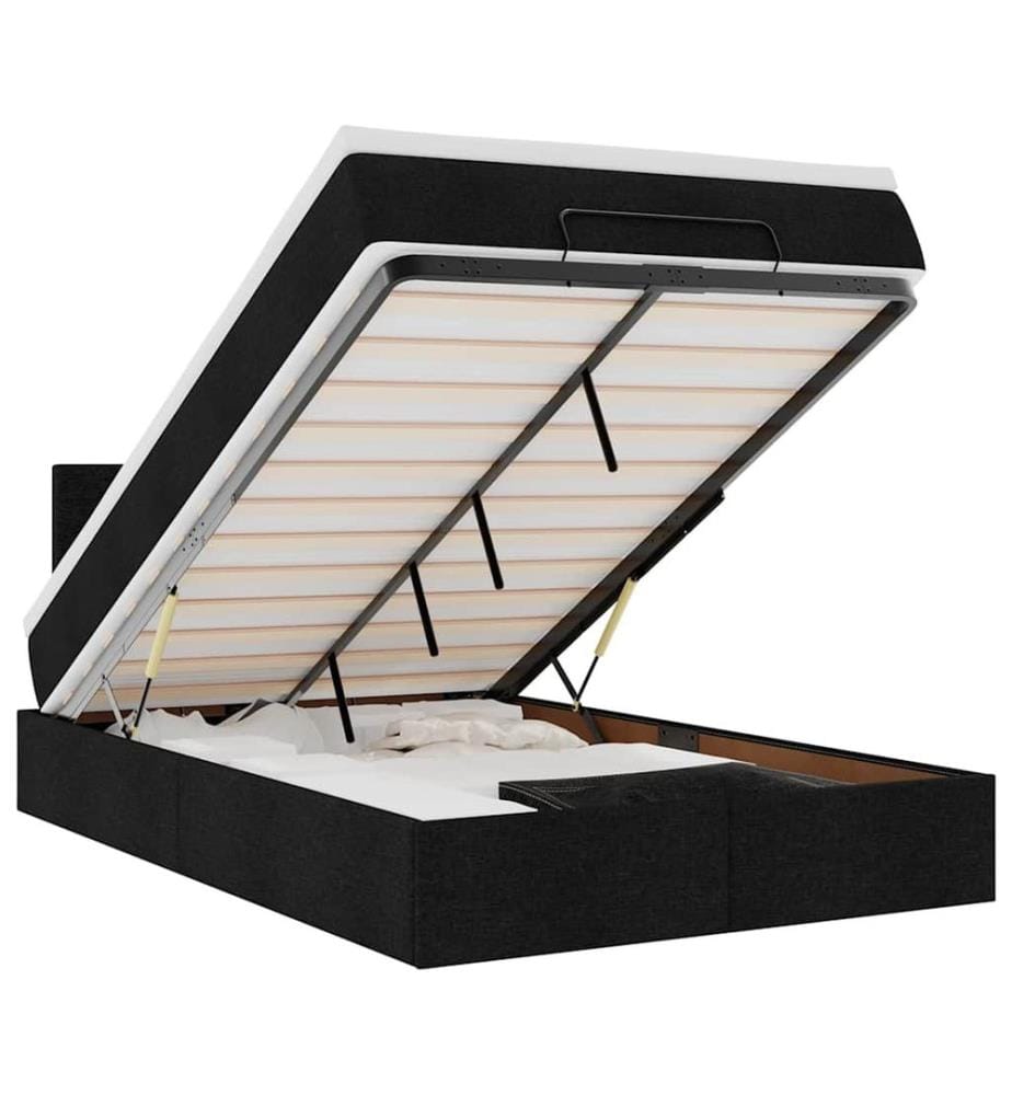 Ottoman-Bett mit Matratze & LEDs Schwarz 120x200 cm Stoff