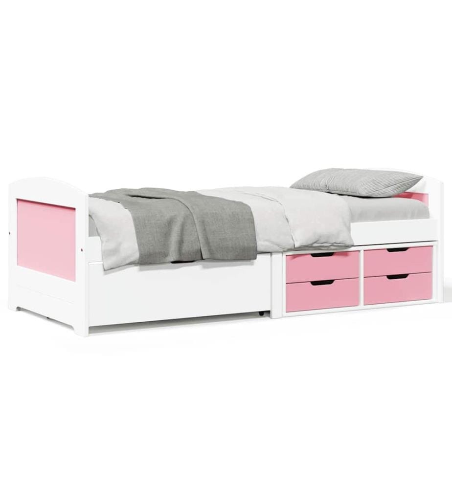 Lit de jour et 5 tiroirs sans matelas IRUN blanc rose 90x200 cm