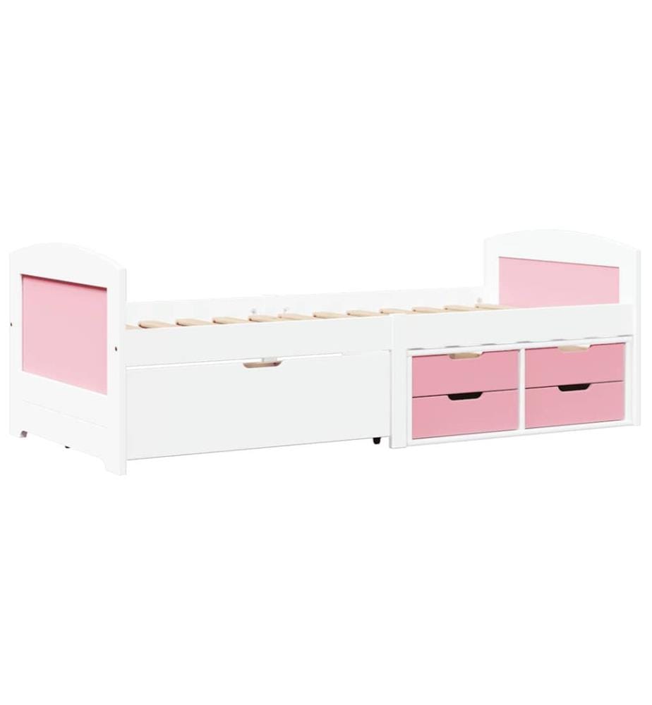 Lit de jour et 5 tiroirs sans matelas IRUN blanc rose 90x200 cm