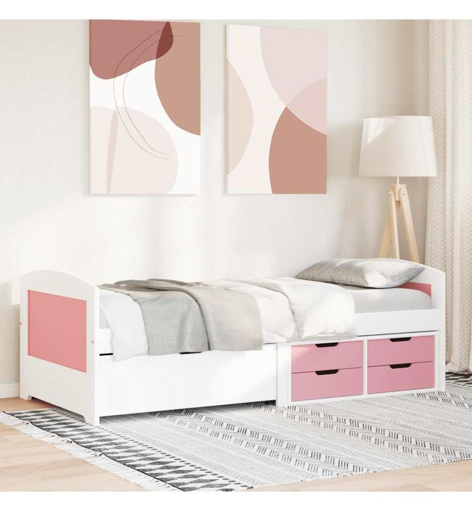Lit de jour et 5 tiroirs sans matelas IRUN blanc rose 90x200 cm
