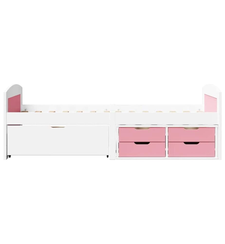 Lit de jour et 5 tiroirs sans matelas IRUN blanc rose 90x200 cm