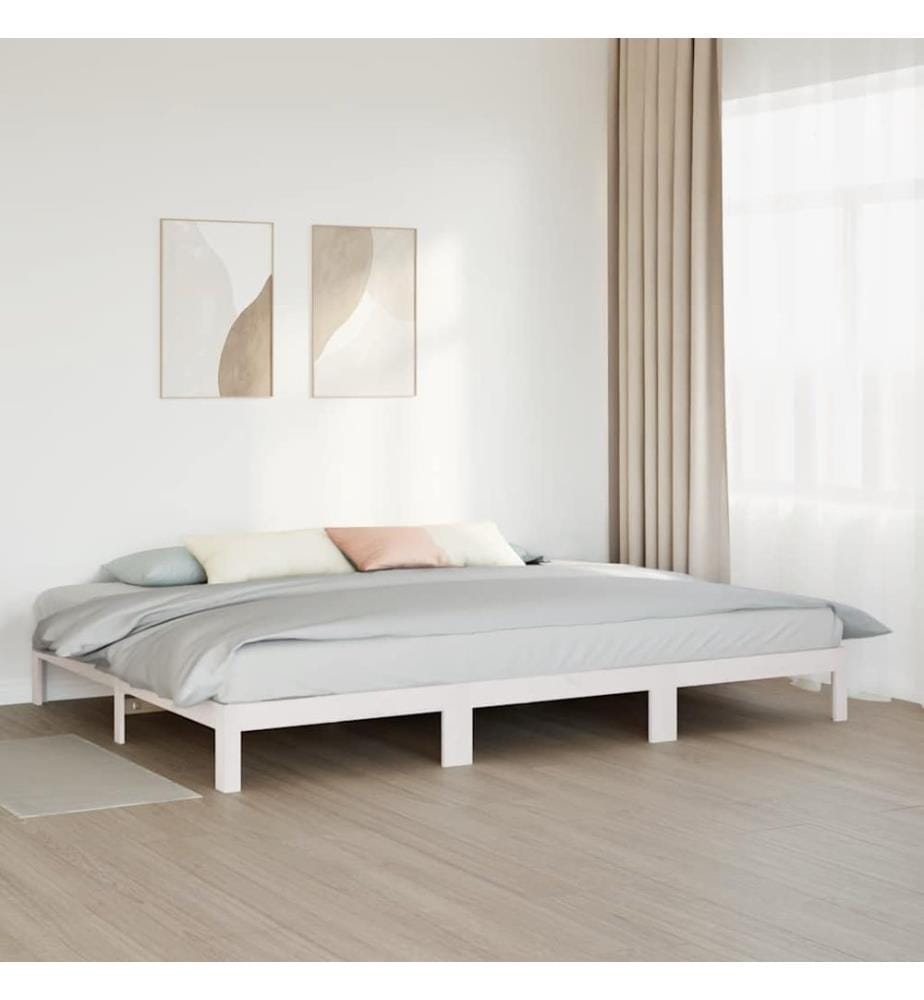 Cadre de lit familial sans matelas blanc 270x200 cm