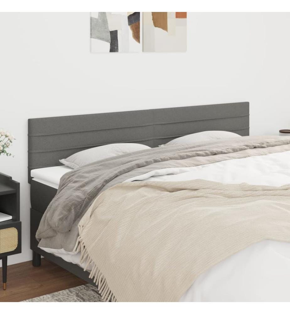 Têtes de lit 2 pcs Gris foncé 80x5x78/88 cm Tissu