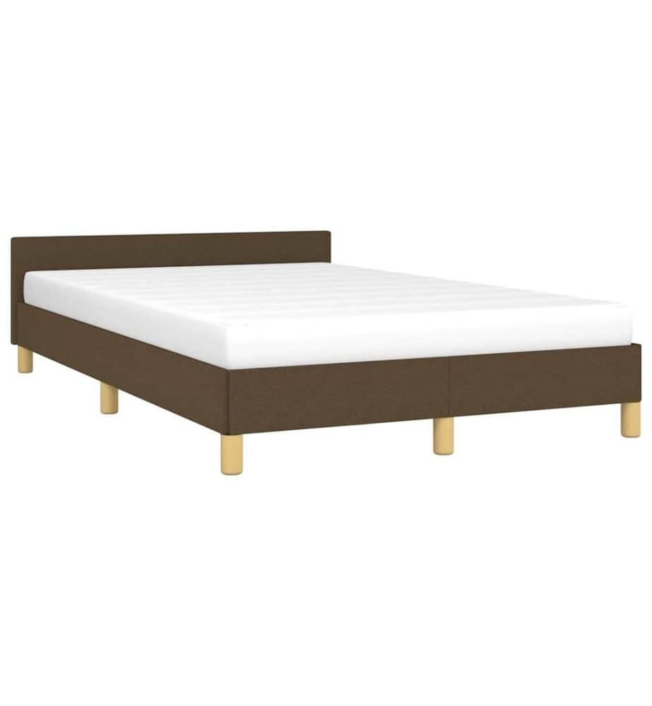 Cadre de lit sans matelas marron foncé 120x200 cm tissu