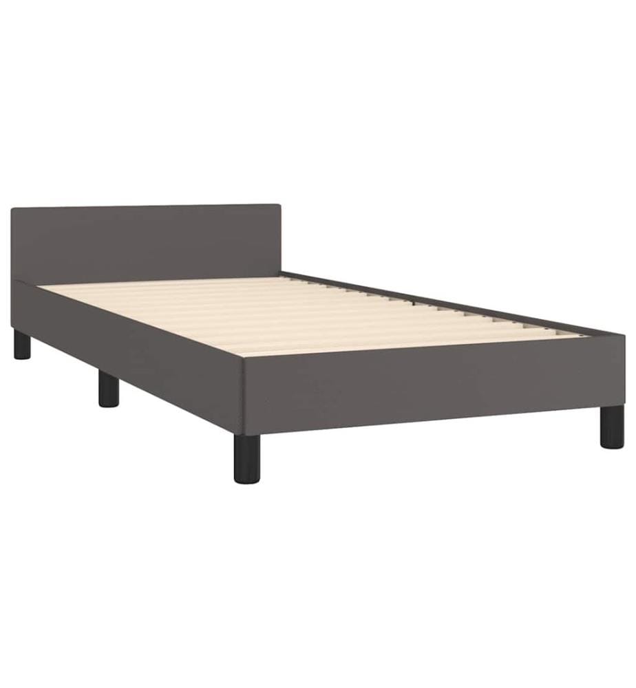 Cadre de lit avec tête de lit sans matelas gris 90x200 cm