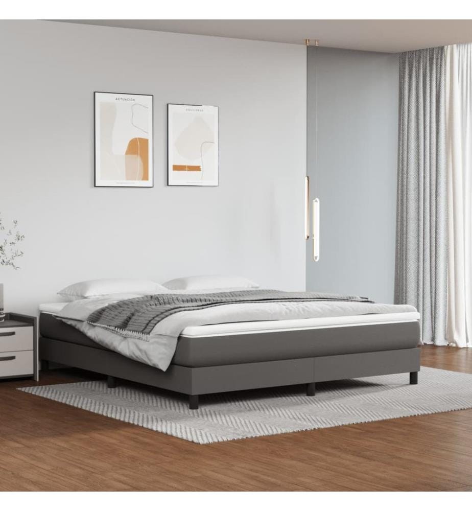 Taschenfederkernmatratze Mittel Grau 160x200x20 cm Kunstleder