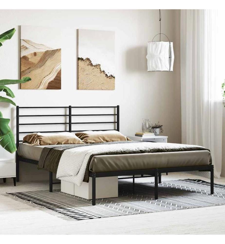 Bettgestell mit Kopfteil Metall Schwarz 140x200 cm
