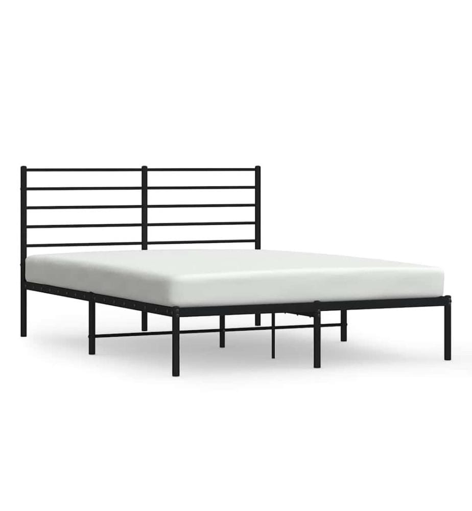 Bettgestell mit Kopfteil Metall Schwarz 140x200 cm