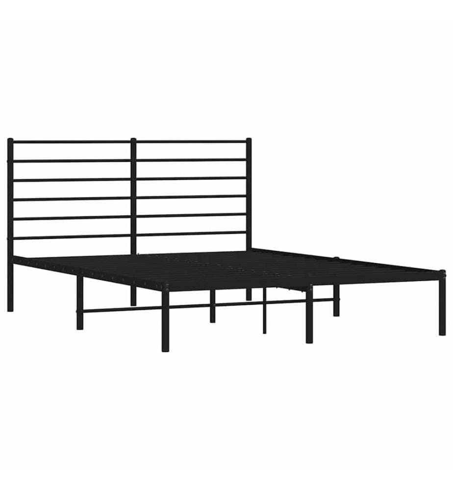 Bettgestell mit Kopfteil Metall Schwarz 140x200 cm