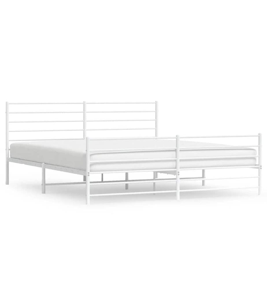 Bettgestell mit Kopf- und Fussteil Metall Weiss 180x200 cm