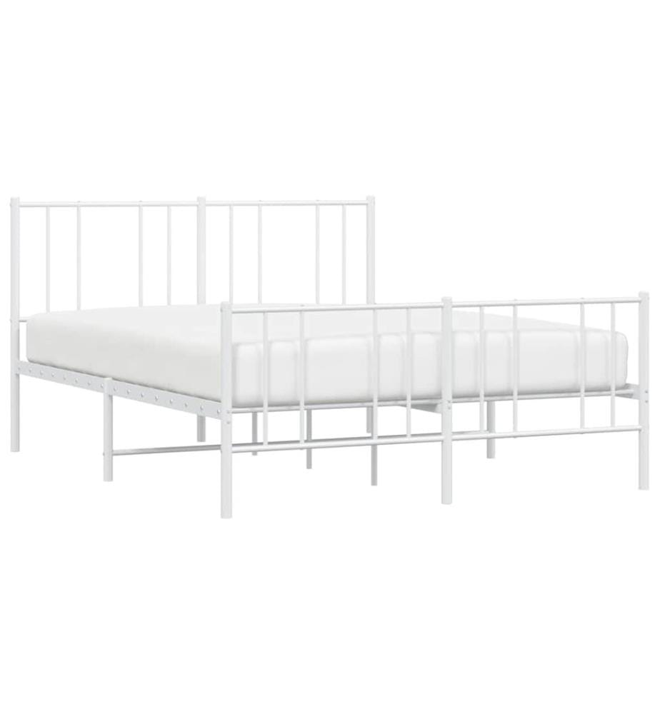 Bettgestell mit Kopf- und Fussteil Metall Weiss 120x190 cm