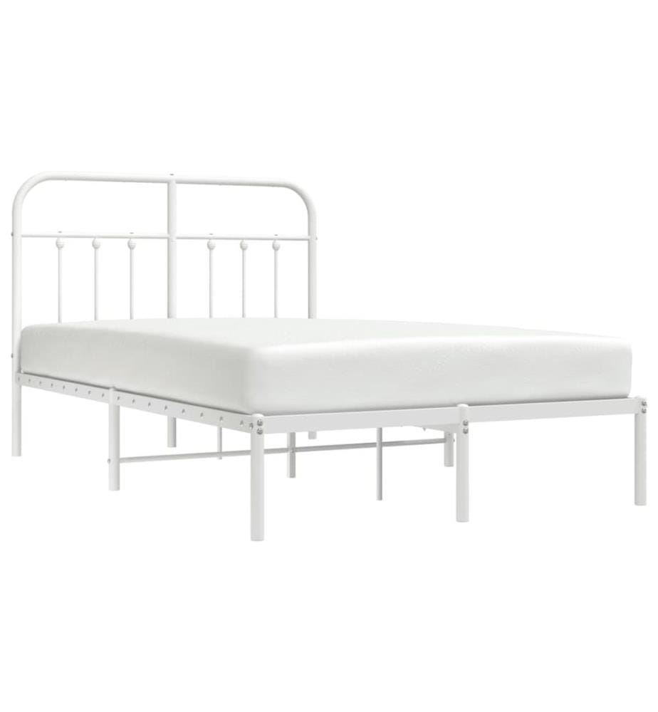 Bettgestell mit Kopfteil Metall Weiss 120x200 cm