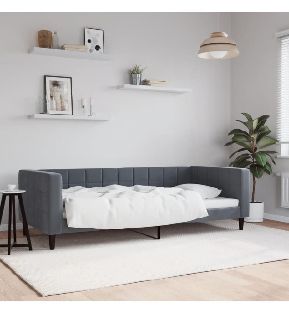 Lit de repos sans matelas gris foncé 90x200 cm velours