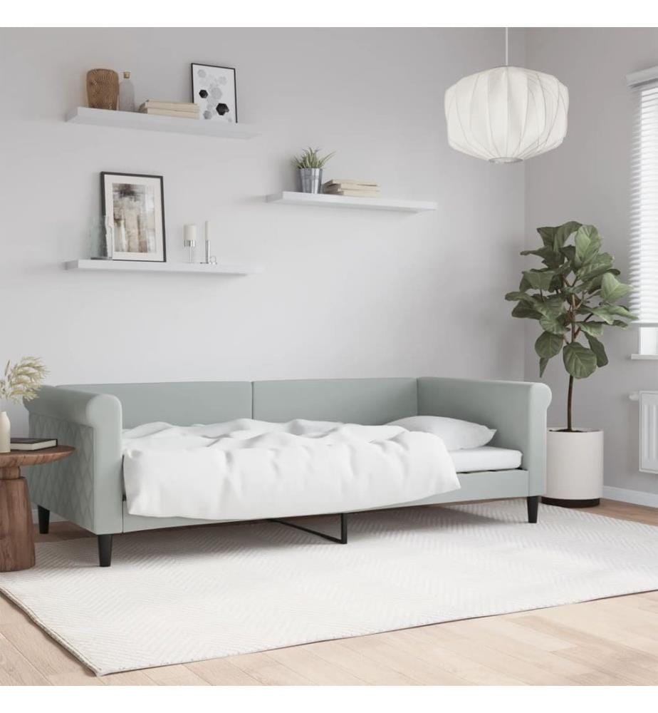 Lit de repos sans matelas gris clair 90x200 cm velours